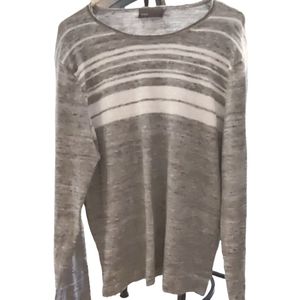 Vince Long Sleeve Gray and White Top - Size Large